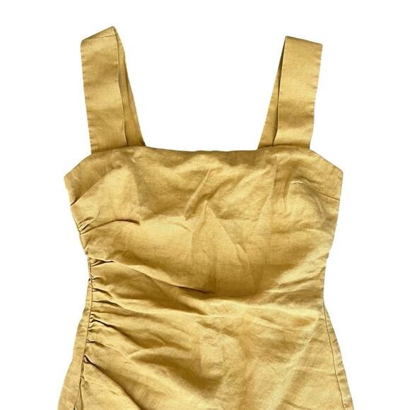 Reformation Women’s Kerrigan Linen Tank Dress in Tuscan Sun Mustard Yellow Sz 0 - Picture 3 of 12